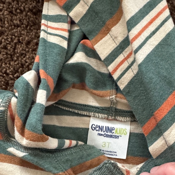 Little Boys Long Sleeve Shirt Bundle - Striped Green, White, Red, Beige - Picture 12 of 12